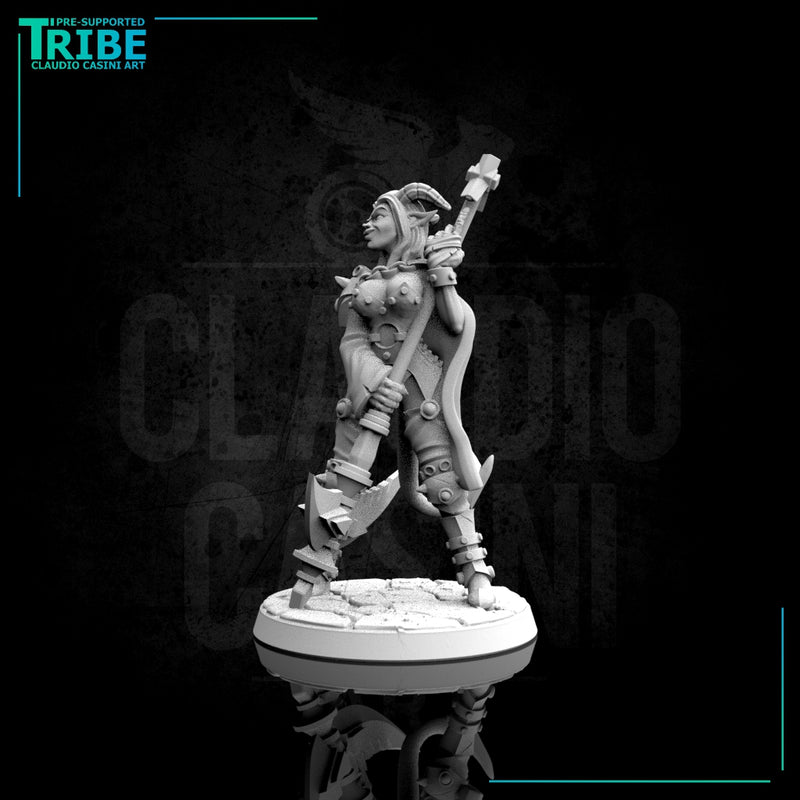 (0057) Female vampire succubus human elf tiefling warrior with scythe - Only-Games