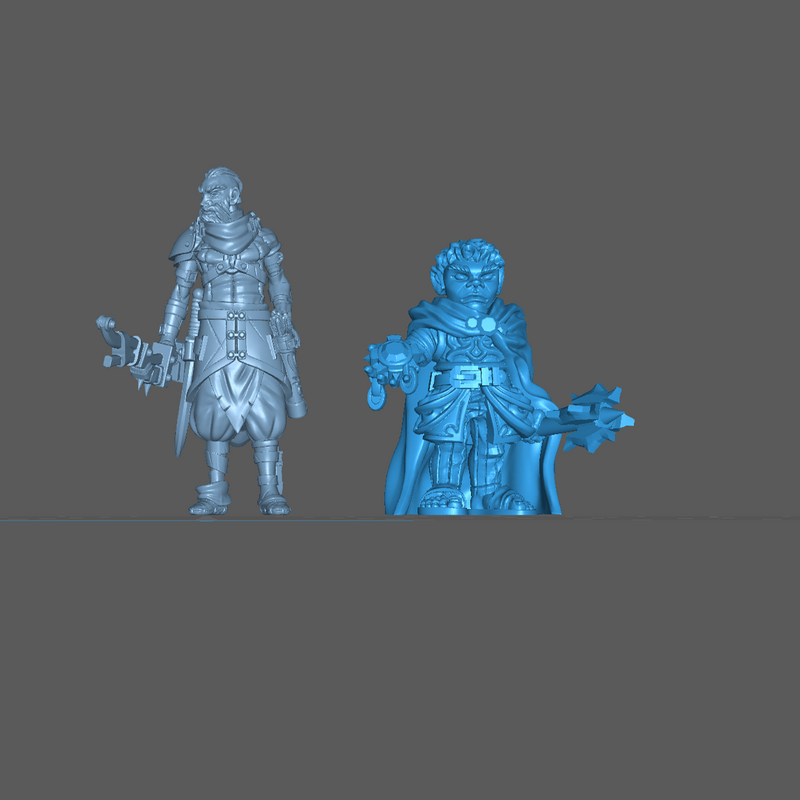 (0175) Male halfling hobbit cleric with bat and sacred symbol - Only-Games