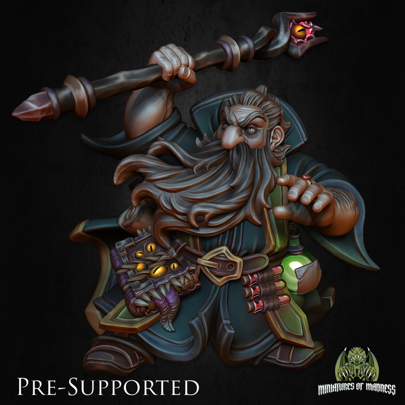 Abraham Blackmist [PRE-COLORED] 32mm Scale Dwarf Socerer Wizard - Only-Games