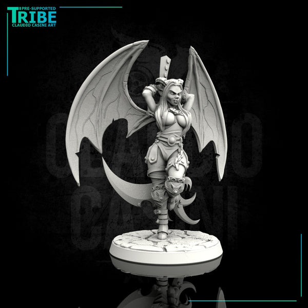(0052) Female human elf tiefling vampire succubus warrior with scythe - Only-Games