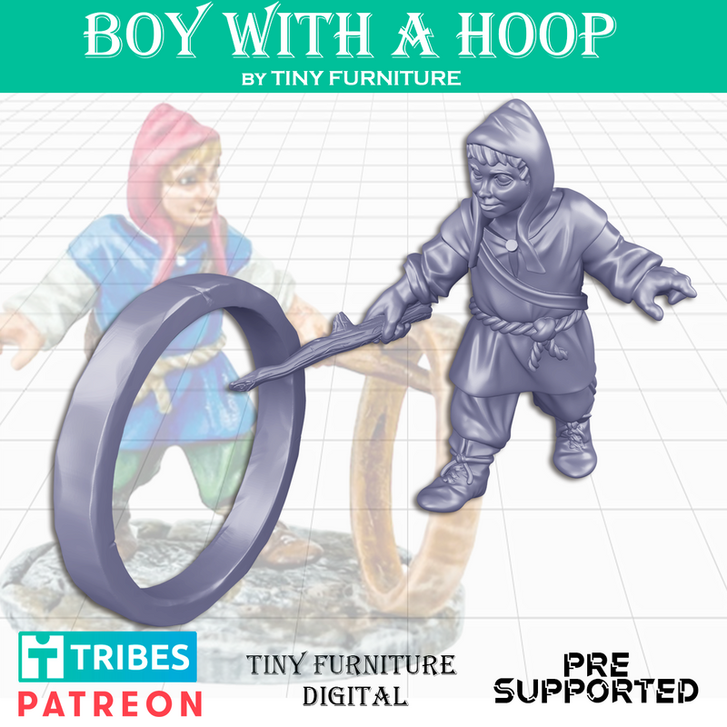 Boy with hoop and stick - Only-Games