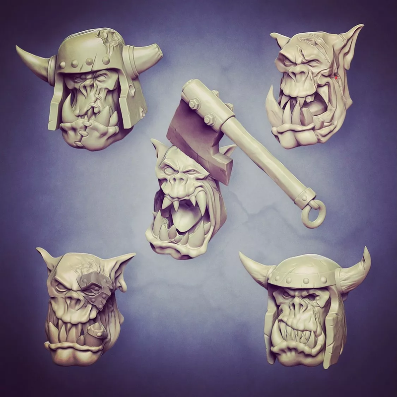Orc Scar Heads - Set A (Lad Size) - Only-Games