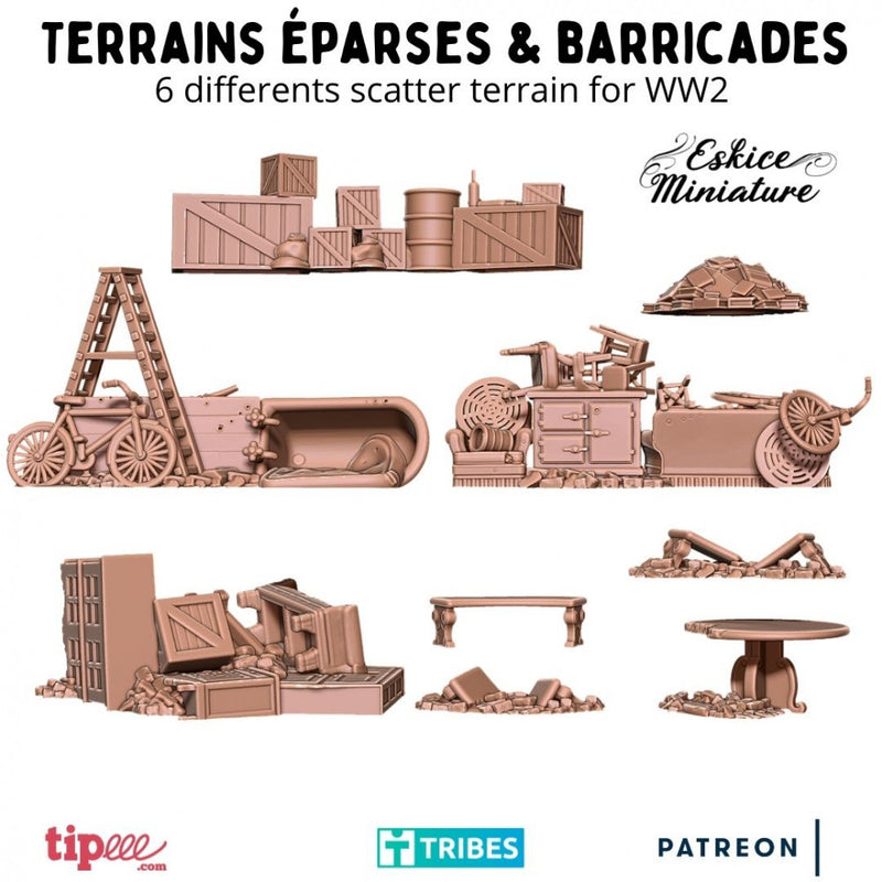 WW2 Scatter terrains X6 - 28mm for wargame - Only-Games