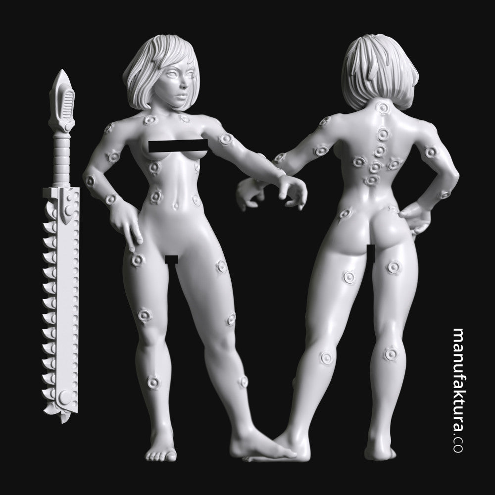 Naked sisters Sedition Series 05c - Naked Gene-enhanced Female Battle Sister with Chainsaw Sword - Manufaktura - Miniatures by Only-Games.co
