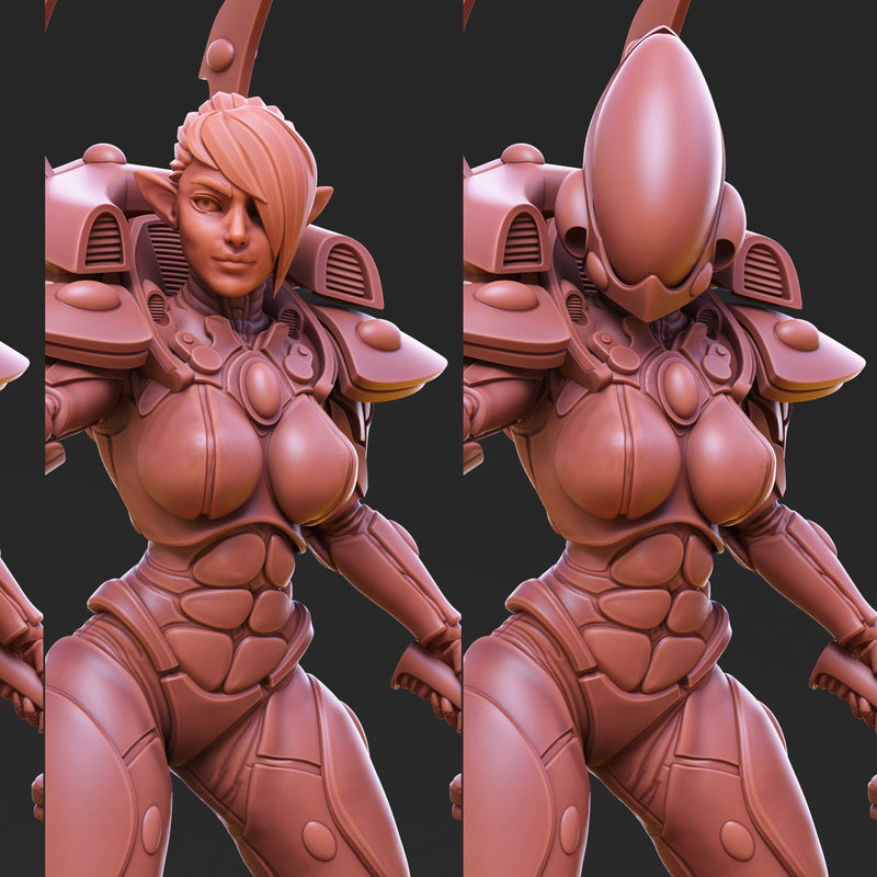 Space Elf Female Soldier Pose 1 - Only-Games