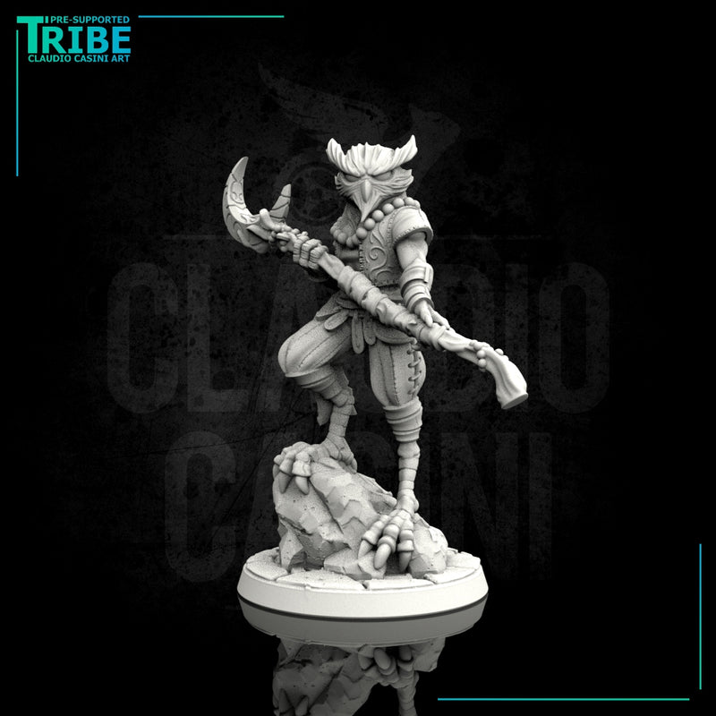 (0058) Male featherfolk birdman cleric monk with club - Only-Games