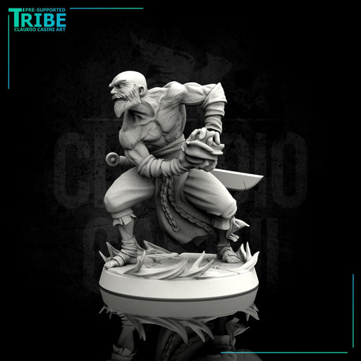 Male human monk with sword and hadoken - Only-Games