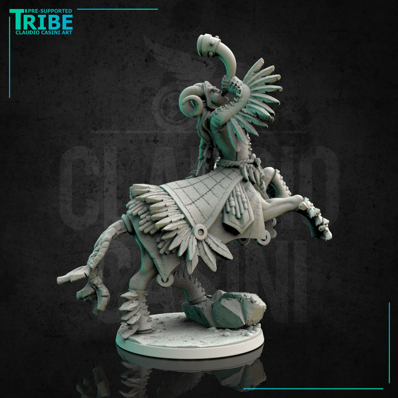 (0131) Male centaur musician with battle horn and axe - Only-Games