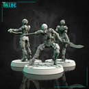 (0118) Female android robot cyborg ninja assassin sci-fi with knives three pose - Only-Games