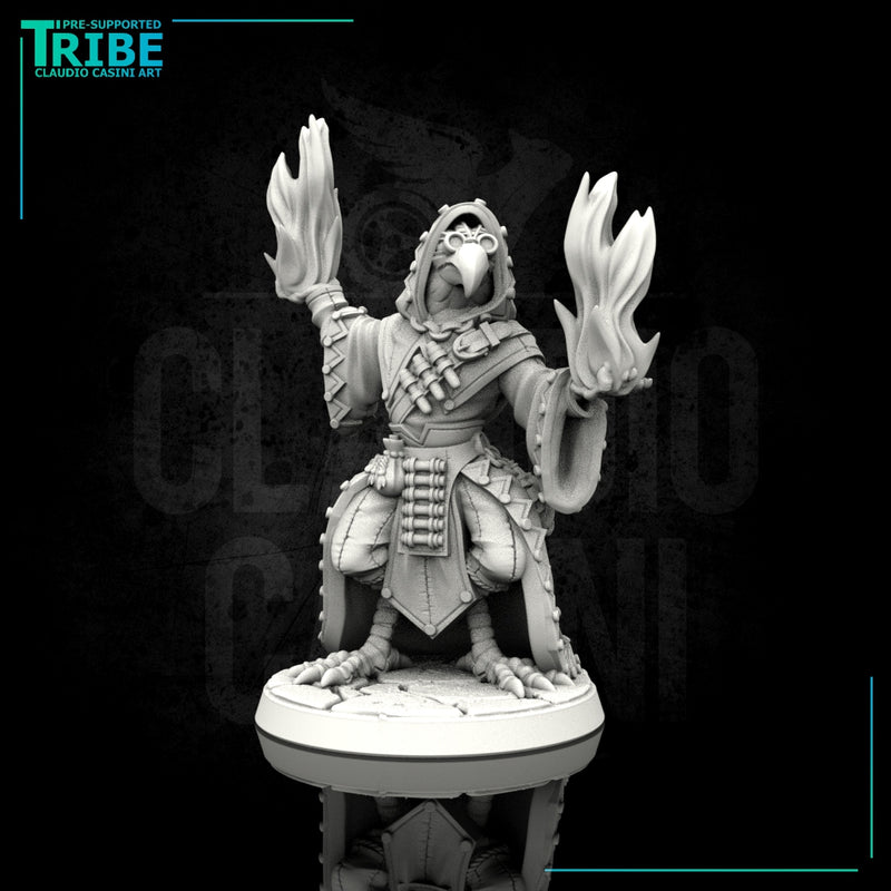 (0077) Male featherfolk birdman wizard with flame spell - Only-Games