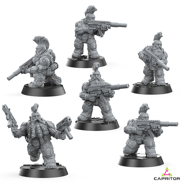 Tactical Space Dwarves "Sub-Machine Gun" Squad (6 X Models) - Only-Games