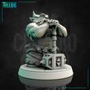 (0134) Male dwarf barbarian warrior with two hands hammer - Only-Games