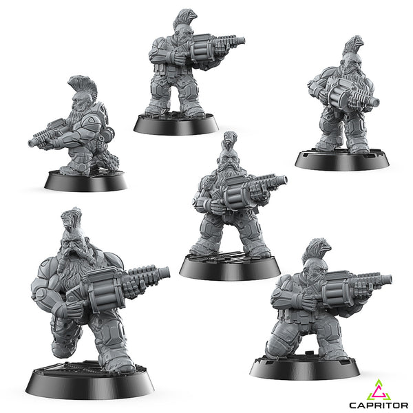Tactical Space dwarves "KGL Launcher" Squad (6 X Models) - Only-Games