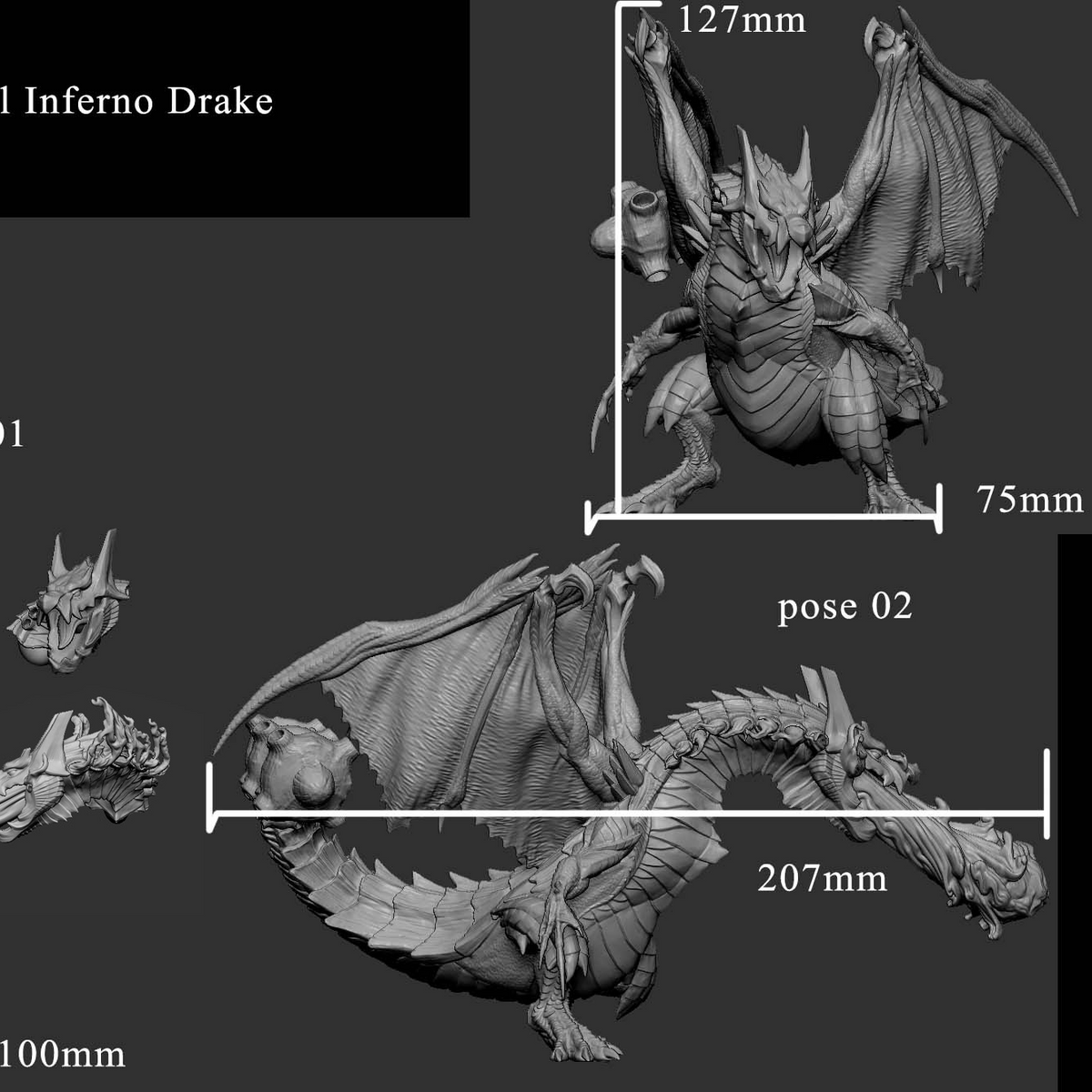 Colossal Inferno Drake (pose 2 of 2) - Mini Monster Mayhem