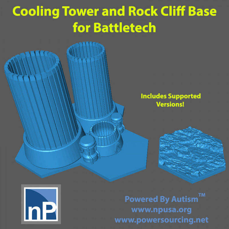 Battletech Buildings and Bases - Cooling Tower & Rock Cliff Base - Only-Games