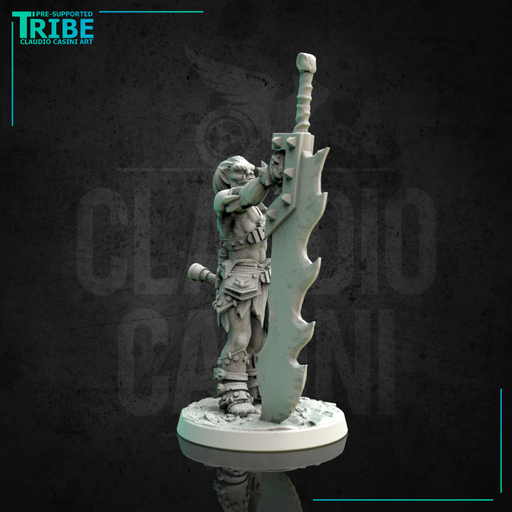 (0168) Male human elf firbolg tiefling half-orc barbarian monster hunter with a huge sword - Only-Games