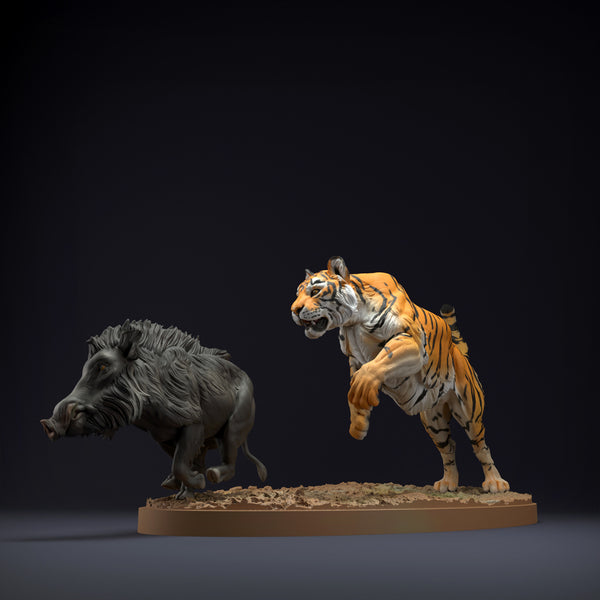 Bengal Tiger Hunting Indian Wild Boar 1/43 - Only-Games