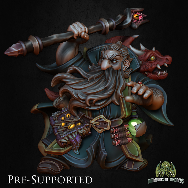 Abraham Blackmist [PRE-COLORED] 32mm Scale Dwarf Socerer Wizard - Only-Games