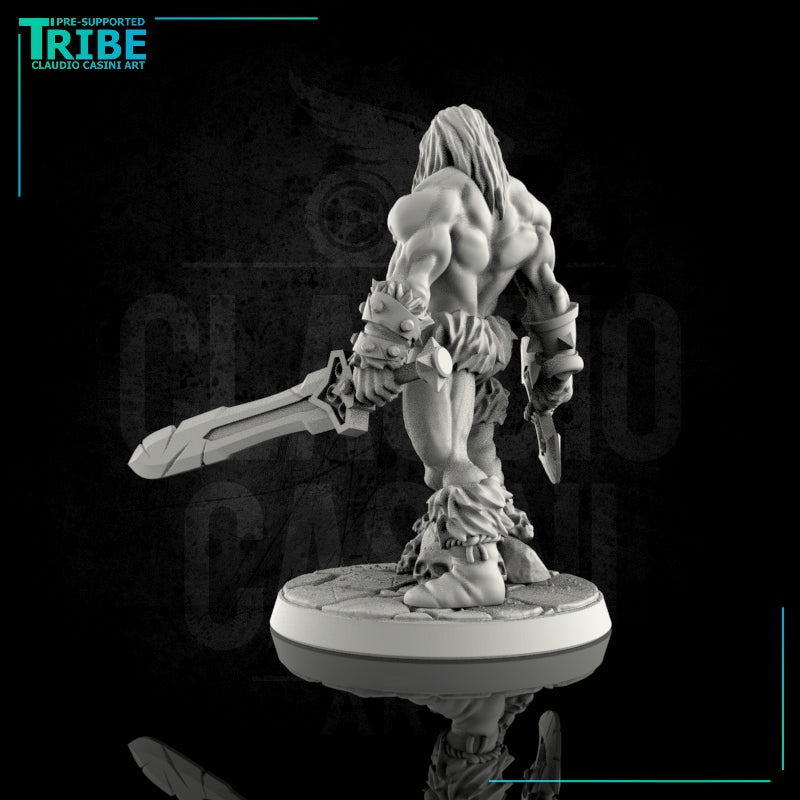 (0017) Male human half orc barbarian with weapons - Only-Games