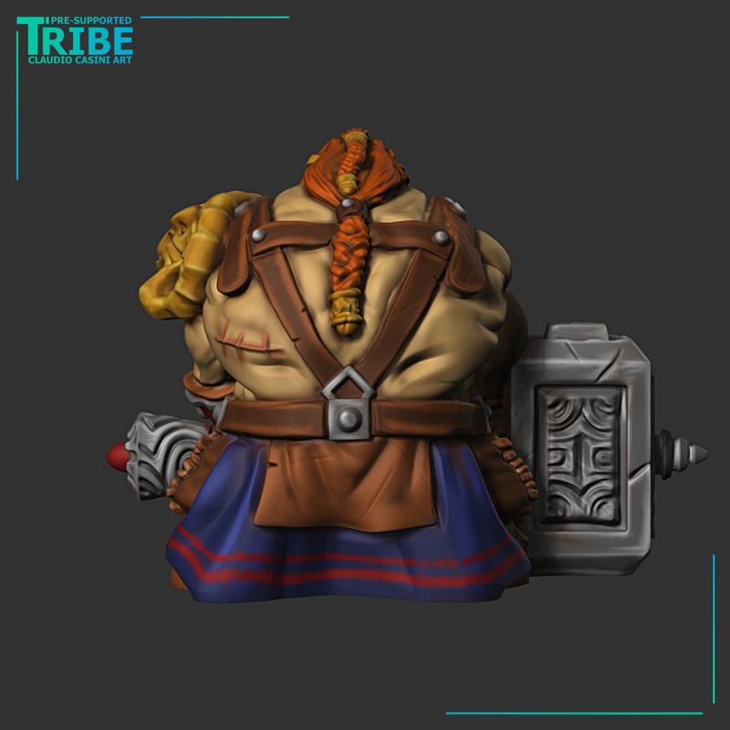 (0001) Male dwarf warrior with hammer - Only-Games