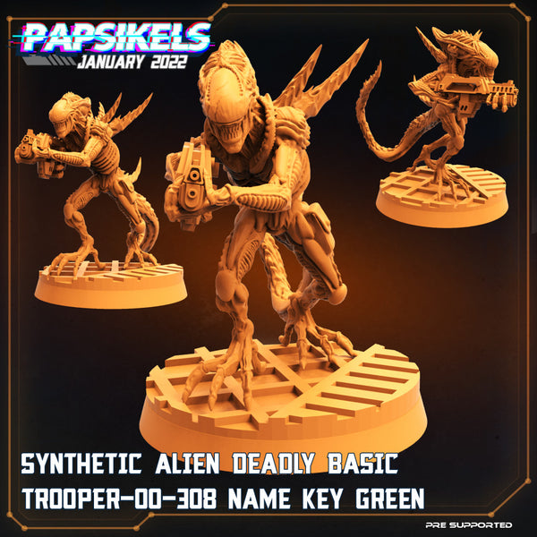 SYNTHETIC ALIEN DEADLY BASIC TROOPER-00-308 NAME KEY GREEN - Only-Games