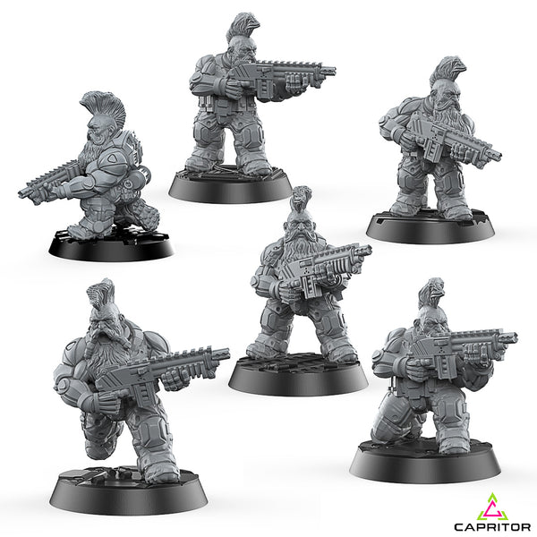 Tactical Space Dwarves "Combat Shotgun" Squad (6 X Models) - Only-Games