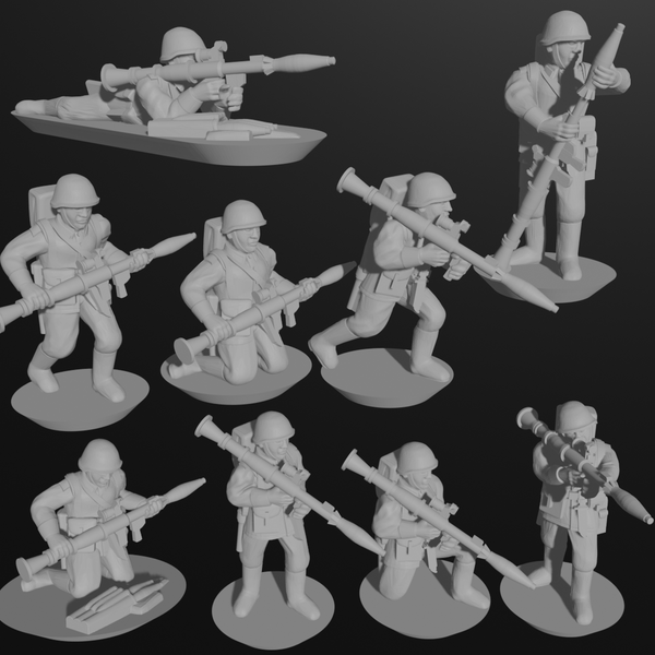 10 & 15mm Soviet Infantry with RPG-7s (9 models) - Only-Games
