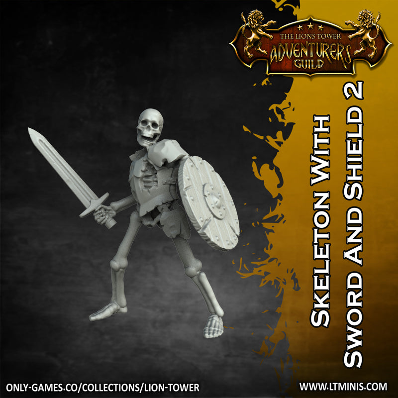 Skeleton Horde with swords and shields (5 x 32mm) - Only-Games