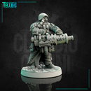 (0138) Male post-apocalyptic sci-fi soldier with antigas mask and heavy cannon, gatling - Only-Games