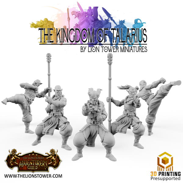 Kingdom of Talarius - Order of the Golden Lotus,Warrior Monks x5 (32mm scale) - Only-Games