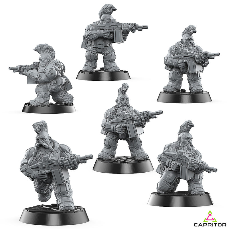 Tactical Space Dwarves "LMG" Squad (6 X Models) - Only-Games