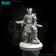 (0014) Male human elf half orc tiefling barbarian commander with sword - Only-Games