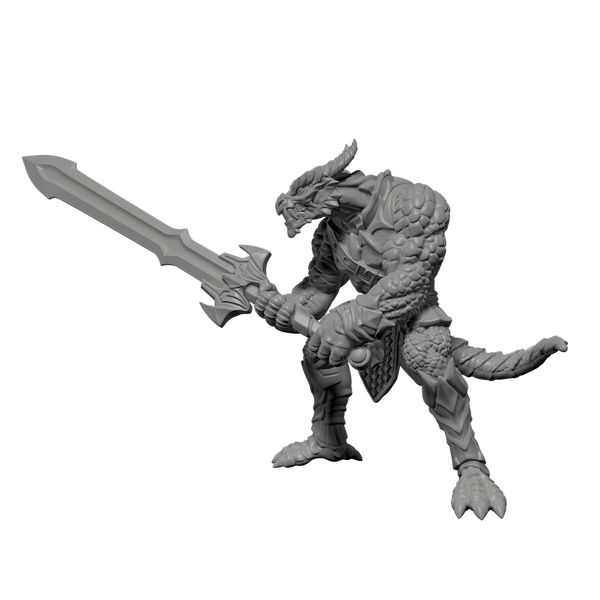 Dragonborn Paladin with two-handed sword 28mm scale.stl - Only-Games