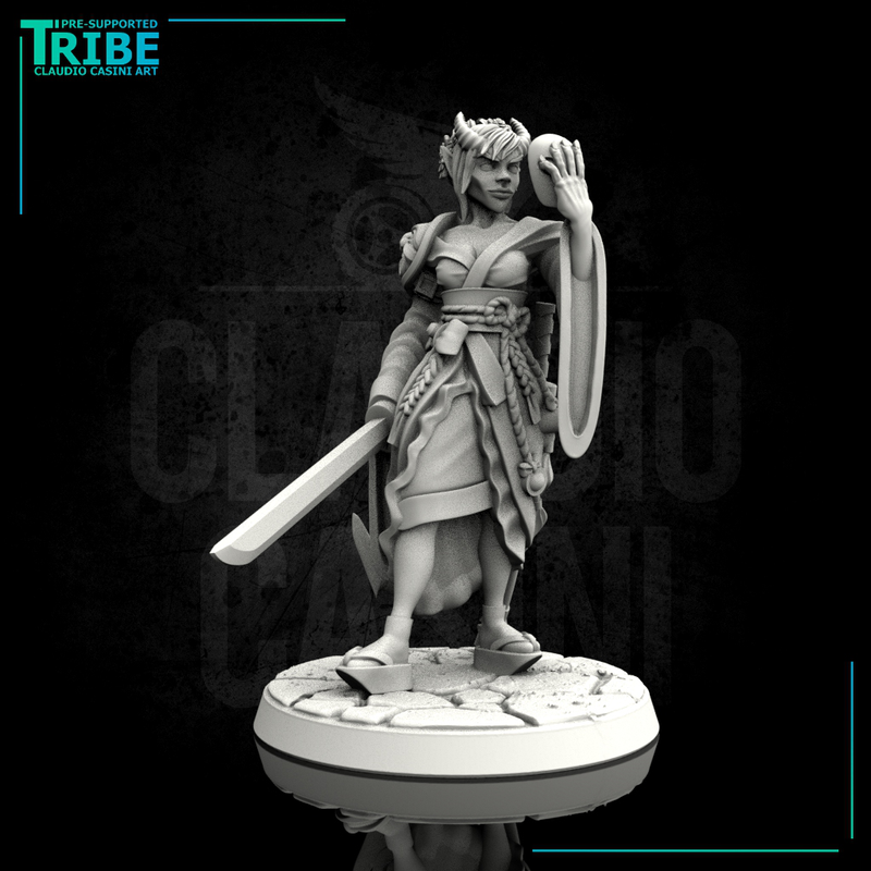 (0036) Female human elf tiefling oni samurai Kitsune - Only-Games