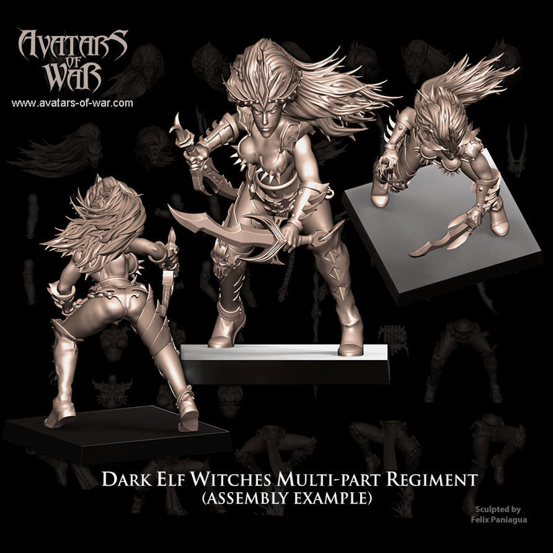 Dark Elf Witches multi-part regiment (20 miniatures) - Only-Games