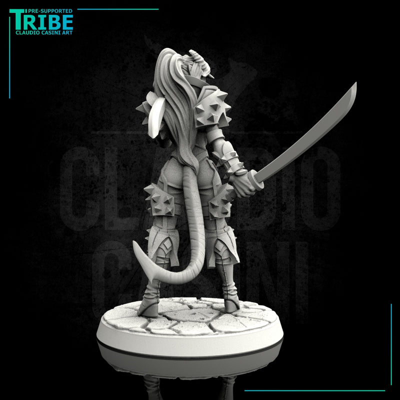 (0078) Female elf human tiefling ninja warrior with katanas - Only-Games