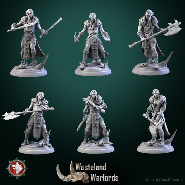Barbarian warlords set 6 miniatures 32mm pre-supported - Only-Games