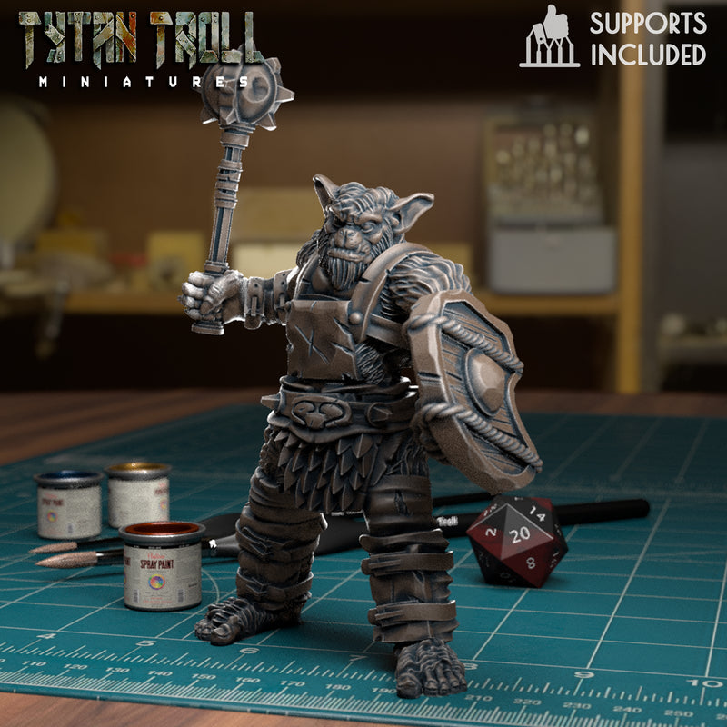 Bug Bear With Shield And Mace - TytanTroll Miniatures - DnD - Fantasy - Only-Games