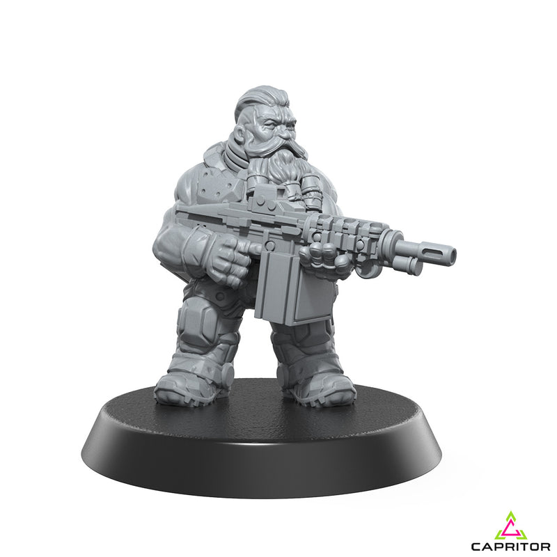 Space Dwarf Machine Gunner "Bravo" - 28mm Scale - Only-Games