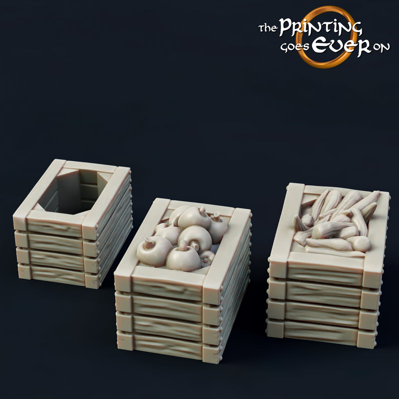 Wooden Crates with Fruit and Vegetables - Only-Games