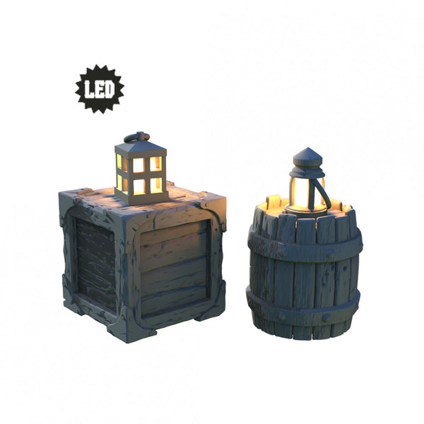 LED Lantern on crate / on barrel - Only-Games