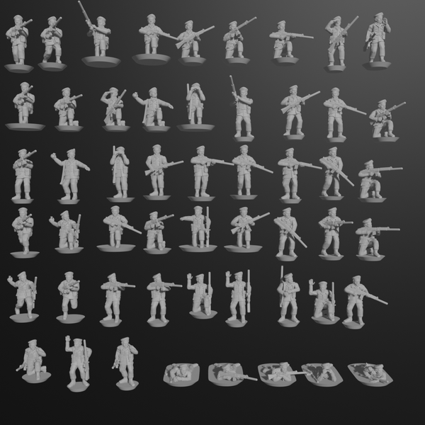 10 & 15mm British Infantry in Berets with L1A1 SLRs (53 poses) - Only-Games
