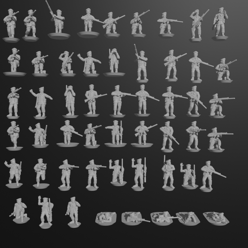 10 & 15mm British Infantry in Berets with L1A1 SLRs (53 poses) - Only-Games