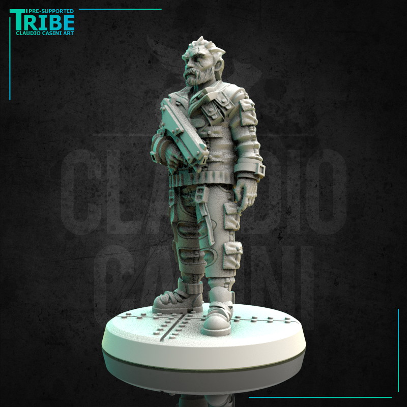 (0172) Male military soldier mercenary with a uzi - Only-Games