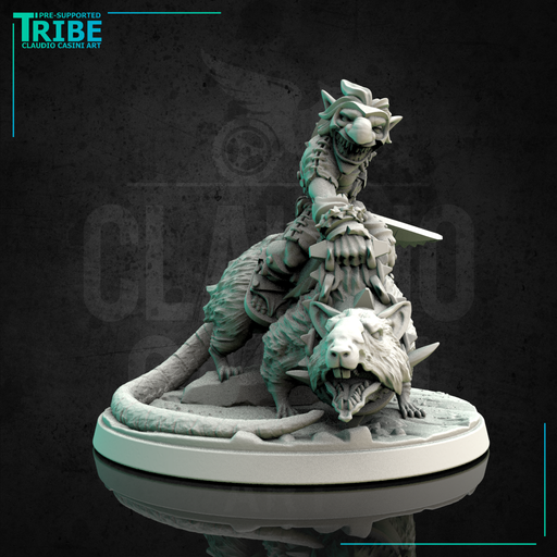 (0143) Male goblin leader warrior rat rider with a sword or knife - Only-Games