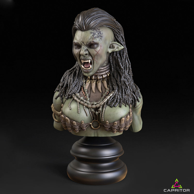 "War Cry" Female Orc Bust 90mm Scale - Only-Games