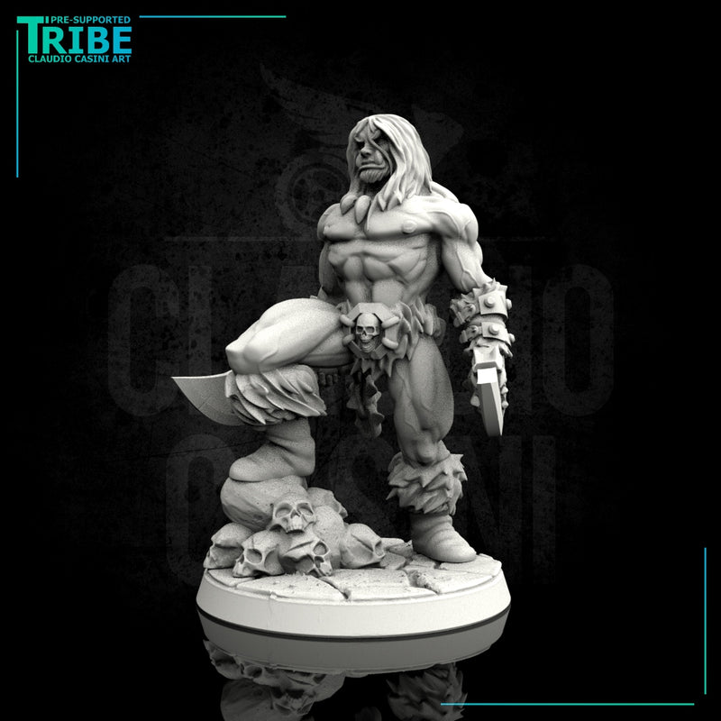 (0017) Male human half orc barbarian with weapons - Only-Games
