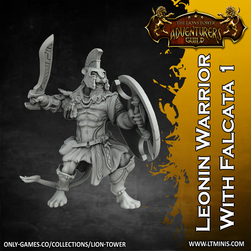 Leonin Warrior with Falcata 1 (32mm scale) - Only-Games