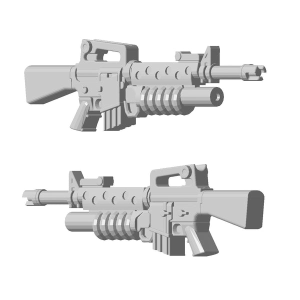 M16 Assault Rifle with XM203 Grenade Launcher [1:56 / 28mm] (10 pack) - Only-Games