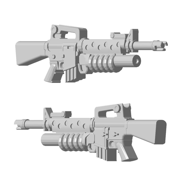 M16 Assault Rifle with XM203 Grenade Launcher [1:56 / 28mm] (10 pack) - Only-Games